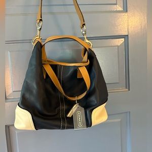 Coach navy and cream purse